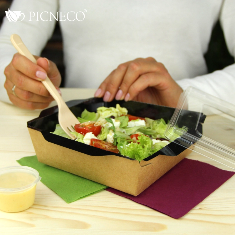 товар Контейнер бумажный с крышкой, 900мл, 150*150*55 мм, черный BK064C